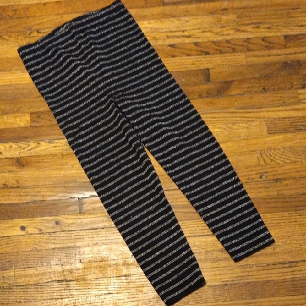 Striped Black and White Kids Leggings